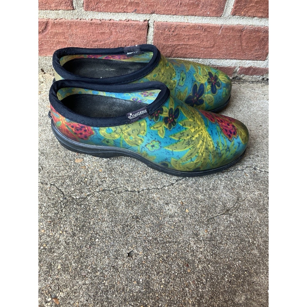Sloggers Women's Waterproof Garden Shoes Size 8 Wide Rubber Floral